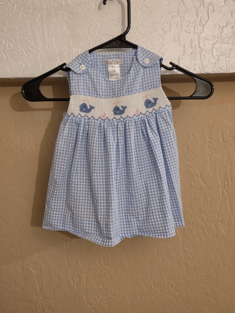 Petit Ami Light Blue Gingham Baby Dress